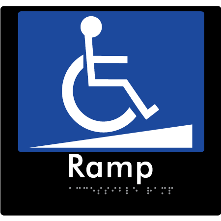 Braille Sign Accessible Ramp - Braille Tactile Signs Aust. - BTS198-blk - Custom Signs - Fast Shipping - High Quality - Australian Made & Owned
