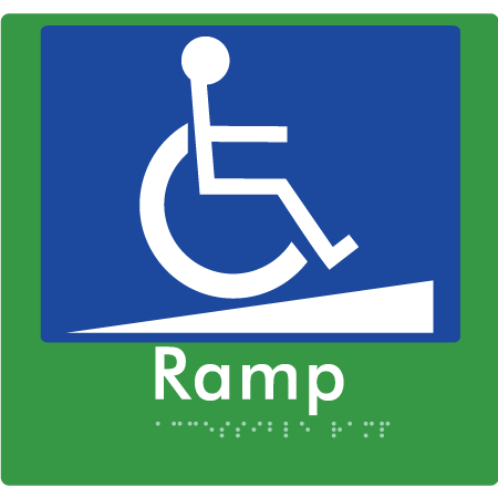 Braille Sign Accessible Ramp - Braille Tactile Signs Aust. - BTS198-grn - Custom Signs - Fast Shipping - High Quality - Australian Made & Owned