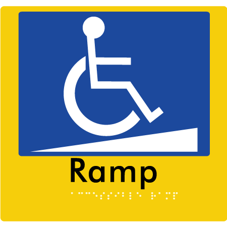 Braille Sign Accessible Ramp - Braille Tactile Signs Aust. - BTS198-yel - Custom Signs - Fast Shipping - High Quality - Australian Made & Owned