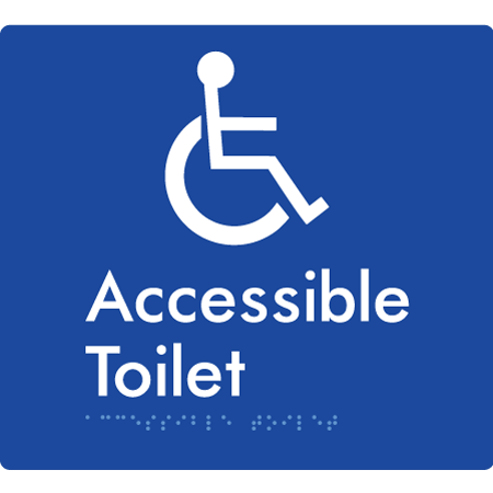 Braille Sign Accessible Toilet - Braille Tactile Signs Aust. - BTS439-blu - Custom Signs - Fast Shipping - High Quality - Australian Made & Owned