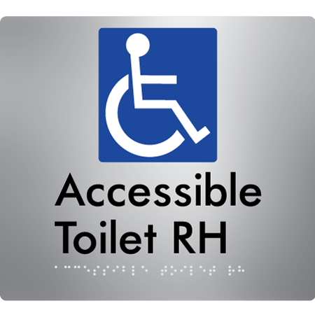 Braille Sign Accessible Toilet LH / RH - Braille Tactile Signs Aust. - BTS439LH-blu - Custom Signs - Fast Shipping - High Quality - Australian Made & Owned