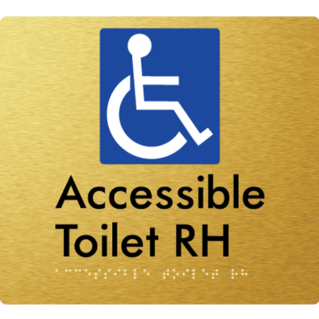 Braille Sign Accessible Toilet LH / RH - Braille Tactile Signs Aust. - BTS439RH-aliG - Custom Signs - Fast Shipping - High Quality - Australian Made & Owned