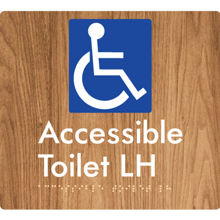 Braille Sign Accessible Toilet LH / RH - Braille Tactile Signs Aust. - BTS439LH-wdg - Custom Signs - Fast Shipping - High Quality - Australian Made & Owned