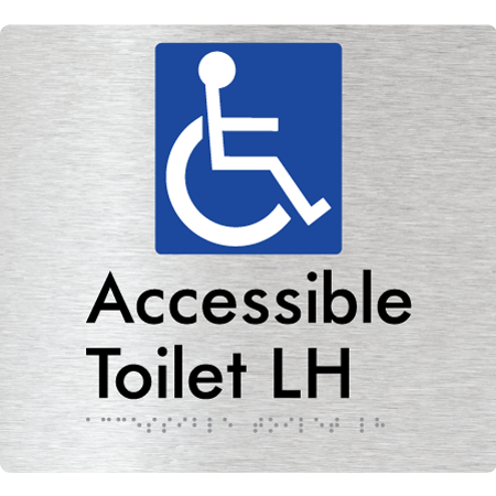 Braille Sign Accessible Toilet LH / RH - Braille Tactile Signs Aust. - BTS439LH-aliB - Custom Signs - Fast Shipping - High Quality - Australian Made & Owned