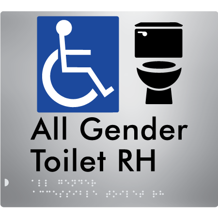 Braille Sign All Gender Accessible Toilet LH / RH - Braille Tactile Signs Aust. - BTS379RH-aliS - Custom Signs - Fast Shipping - High Quality - Australian Made & Owned
