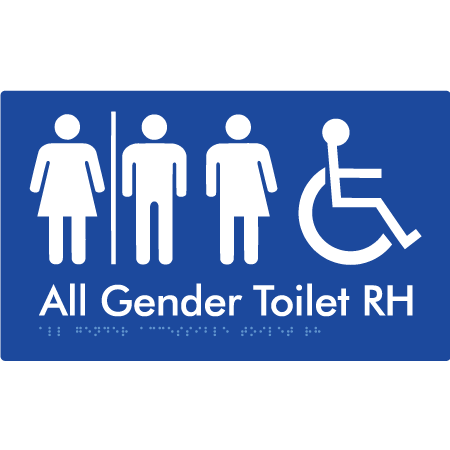 Braille Sign All Gender Accessible Toilet LH / RH with Air Lock - Braille Tactile Signs Aust. - BTS348RH-AL-blu - Custom Signs - Fast Shipping - High Quality - Australian Made & Owned