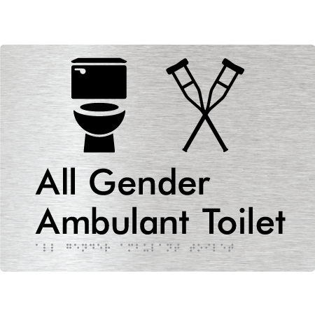Braille Sign All Gender Ambulant Toilet - Braille Tactile Signs Aust. - BTS378n-aliB - Custom Signs - Fast Shipping - High Quality - Australian Made & Owned