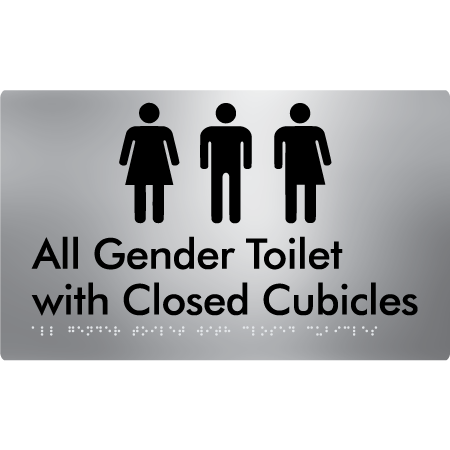 Braille Sign All Gender Toilet with Closed Cubicles - Braille Tactile Signs Aust. - BTS329-aliS - Custom Signs - Fast Shipping - High Quality - Australian Made & Owned
