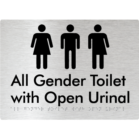 Braille Sign All Gender Toilet with Open Urinal - Braille Tactile Signs Aust. - BTS330-aliB - Custom Signs - Fast Shipping - High Quality - Australian Made & Owned