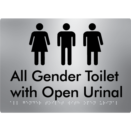 Braille Sign All Gender Toilet with Open Urinal - Braille Tactile Signs Aust. - BTS330-aliS - Custom Signs - Fast Shipping - High Quality - Australian Made & Owned