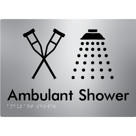 Braille Sign Ambulant Shower - Braille Tactile Signs Aust. - BTS425-aliS - Custom Signs - Fast Shipping - High Quality - Australian Made & Owned