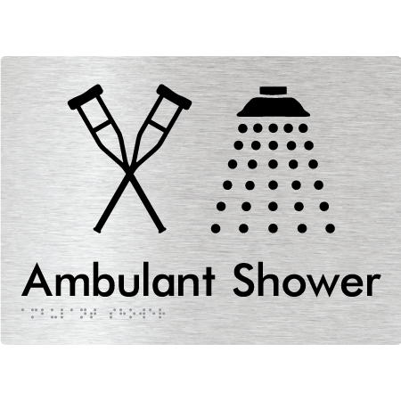 Braille Sign Ambulant Shower - Braille Tactile Signs Aust. - BTS425-aliB - Custom Signs - Fast Shipping - High Quality - Australian Made & Owned