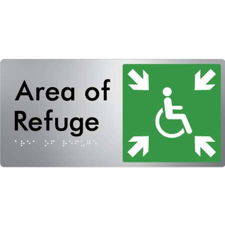 Braille Sign Area of Refuge - Braille Tactile Signs Aust. - BTS447-aliS - Custom Signs - Fast Shipping - High Quality - Australian Made & Owned