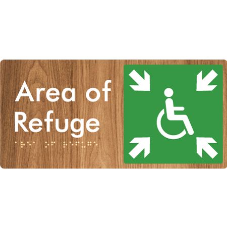 Braille Sign Area of Refuge - Braille Tactile Signs Aust. - BTS447-wdg - Custom Signs - Fast Shipping - High Quality - Australian Made & Owned