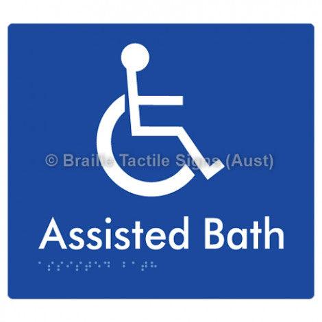 Braille Sign Assisted Bath - Braille Tactile Signs (Aust) - BTS152-blu - Fully Custom Signs - Fast Shipping - High Quality - Australian Made & Owned