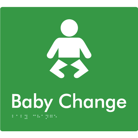 Braille Sign Baby Change - Braille Tactile Signs Aust. - BTS72-grn - Custom Signs - Fast Shipping - High Quality - Australian Made & Owned