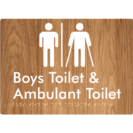 Braille Sign Boys Toilet & Ambulant Toilet with Air Lock - Braille Tactile Signs Aust. - BTS429-AL-wdg - Custom Signs - Fast Shipping - High Quality - Australian Made & Owned