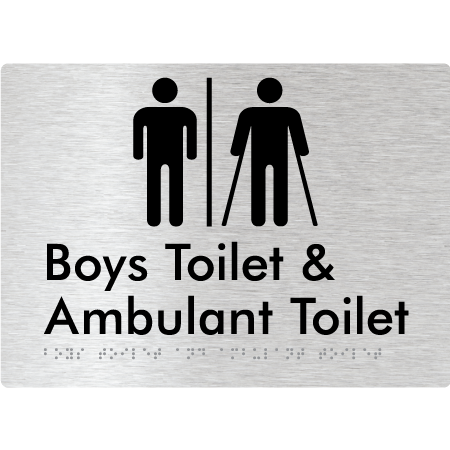 Braille Sign Boys Toilet & Ambulant Toilet with Air Lock - Braille Tactile Signs Aust. - BTS429-AL-aliB - Custom Signs - Fast Shipping - High Quality - Australian Made & Owned