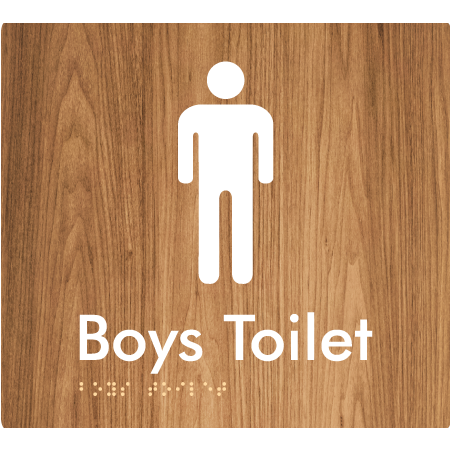 Braille Sign Boys Toilet - Braille Tactile Signs Aust. - BTS46n-wdg - Custom Signs - Fast Shipping - High Quality - Australian Made & Owned