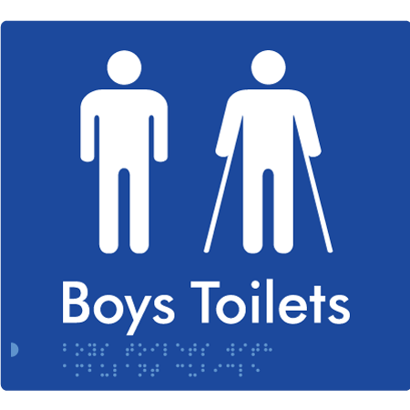 Braille Sign Boys Toilets with Ambulant Cubicle - Braille Tactile Signs Aust. - BTS427-blu - Custom Signs - Fast Shipping - High Quality - Australian Made & Owned