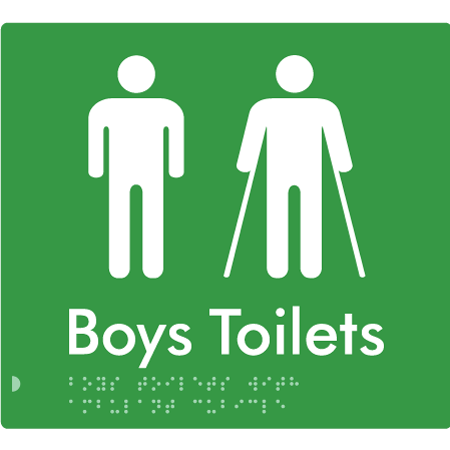 Braille Sign Boys Toilets with Ambulant Cubicle - Braille Tactile Signs Aust. - BTS427-grn - Custom Signs - Fast Shipping - High Quality - Australian Made & Owned
