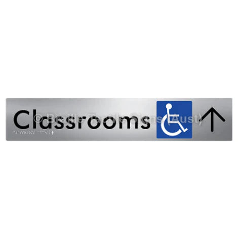Braille Sign Classrooms Access w/ Large Arrow - Braille Tactile Signs (Aust) - BTS192->U-aliS - Fully Custom Signs - Fast Shipping - High Quality - Australian Made & Owned
