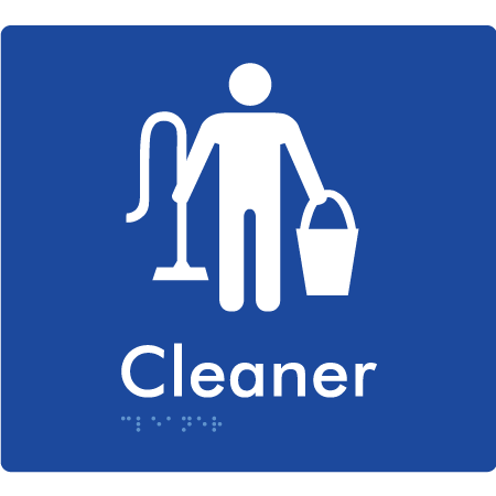 Braille Sign Cleaner - Braille Tactile Signs Aust. - BTS229-blu - Custom Signs - Fast Shipping - High Quality - Australian Made & Owned