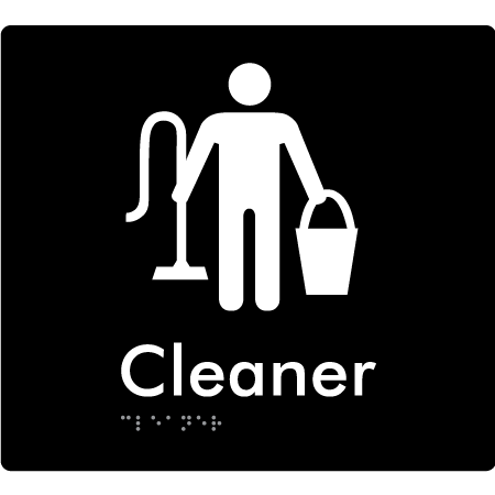 Braille Sign Cleaner - Braille Tactile Signs Aust. - BTS229-blk - Custom Signs - Fast Shipping - High Quality - Australian Made & Owned