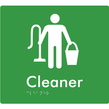 Braille Sign Cleaner - Braille Tactile Signs Aust. - BTS229-grn - Custom Signs - Fast Shipping - High Quality - Australian Made & Owned