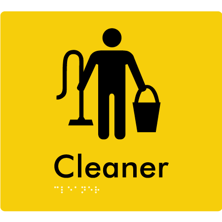 Braille Sign Cleaner - Braille Tactile Signs Aust. - BTS229-yel - Custom Signs - Fast Shipping - High Quality - Australian Made & Owned