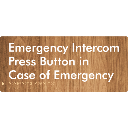 Braille Sign Emergency Intercom Press Button - Braille Tactile Signs Aust. - BTS369-wdg - Custom Signs - Fast Shipping - High Quality - Australian Made & Owned