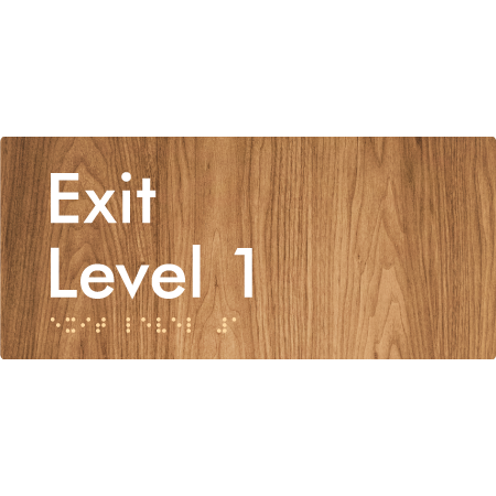 Braille Sign Exit Level 1 - Braille Tactile Signs Aust. - BTS270-01-wdg - Custom Signs - Fast Shipping - High Quality - Australian Made & Owned