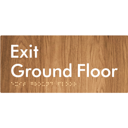 Braille Sign Exit Level Ground Floor - Braille Tactile Signs Aust. - BTS270-GF-wdg - Custom Signs - Fast Shipping - High Quality - Australian Made & Owned