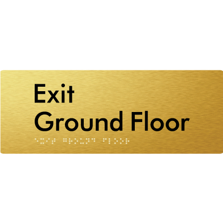 Braille Sign Exit Level Ground Floor - Braille Tactile Signs Aust. - BTS270-GF-aliG - Custom Signs - Fast Shipping - High Quality - Australian Made & Owned