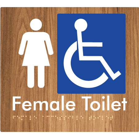 Braille Sign Female Accessible Toilet - Braille Tactile Signs Aust. - BTS05n-wdg - Custom Signs - Fast Shipping - High Quality - Australian Made & Owned