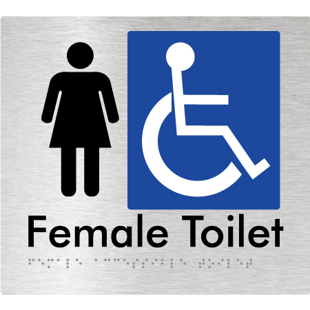 Braille Sign Female Accessible Toilet - Braille Tactile Signs Aust. - BTS05n-aliB - Custom Signs - Fast Shipping - High Quality - Australian Made & Owned