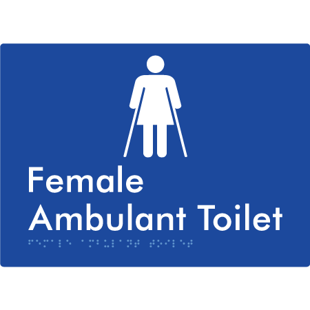 Braille Sign Female Ambulant Toilet - Braille Tactile Signs Aust. - BTS222n-blu - Custom Signs - Fast Shipping - High Quality - Australian Made & Owned