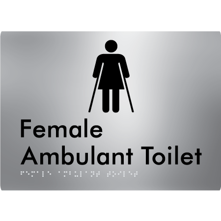 Braille Sign Female Ambulant Toilet - Braille Tactile Signs Aust. - BTS222n-aliS - Custom Signs - Fast Shipping - High Quality - Australian Made & Owned