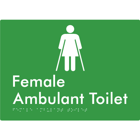 Braille Sign Female Ambulant Toilet - Braille Tactile Signs Aust. - BTS222n-grn - Custom Signs - Fast Shipping - High Quality - Australian Made & Owned