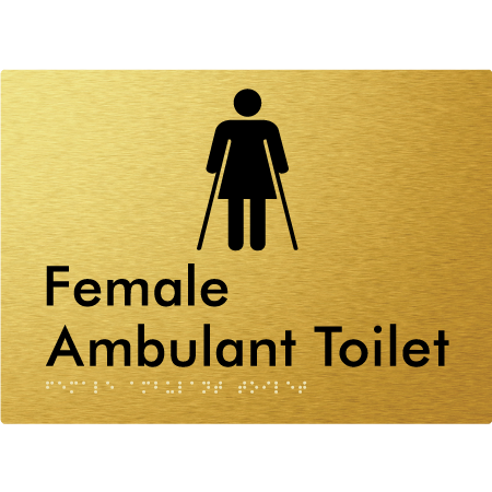 Braille Sign Female Ambulant Toilet - Braille Tactile Signs Aust. - BTS222n-aliG - Custom Signs - Fast Shipping - High Quality - Australian Made & Owned