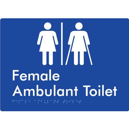 Braille Sign Female Ambulant Toilet with Air Lock - Braille Tactile Signs Aust. - BTS395-AL-blu - Custom Signs - Fast Shipping - High Quality - Australian Made & Owned