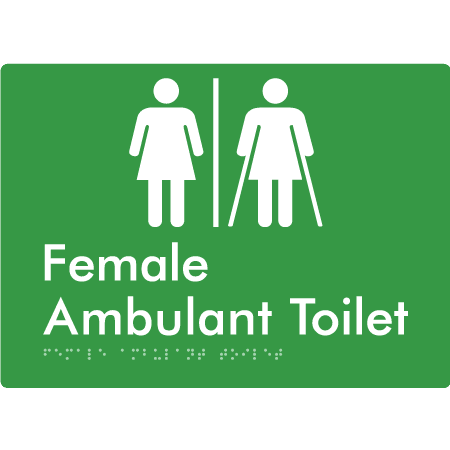 Braille Sign Female Ambulant Toilet with Air Lock - Braille Tactile Signs Aust. - BTS395-AL-grn - Custom Signs - Fast Shipping - High Quality - Australian Made & Owned