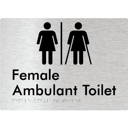 Braille Sign Female Ambulant Toilet with Air Lock - Braille Tactile Signs Aust. - BTS395-AL-aliB - Custom Signs - Fast Shipping - High Quality - Australian Made & Owned