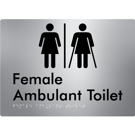 Braille Sign Female Ambulant Toilet with Air Lock - Braille Tactile Signs Aust. - BTS395-AL-aliS - Custom Signs - Fast Shipping - High Quality - Australian Made & Owned