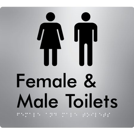 Braille Sign Female & Male Toilets - Braille Tactile Signs Aust. - BTS431-aliS - Custom Signs - Fast Shipping - High Quality - Australian Made & Owned