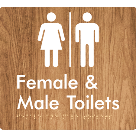 Braille Sign Female & Male Toilets with Air Lock - Braille Tactile Signs Aust. - BTS431-AL-wdg - Custom Signs - Fast Shipping - High Quality - Australian Made & Owned