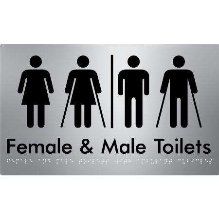 Braille Sign Female & Male Toilets with Ambulant Cubicles and Airlock - Braille Tactile Signs Aust. - BTS432-AL-aliS - Custom Signs - Fast Shipping - High Quality - Australian Made & Owned
