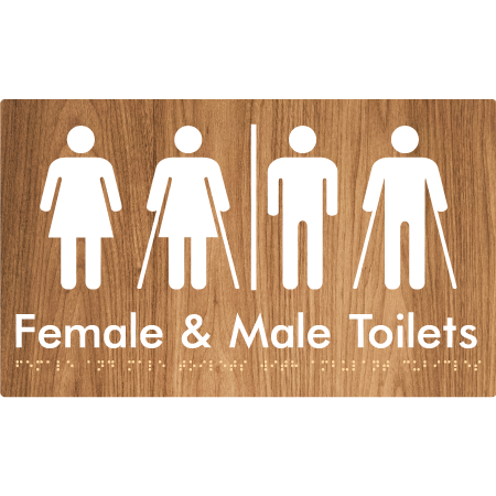 Braille Sign Female & Male Toilets with Ambulant Cubicles and Airlock - Braille Tactile Signs Aust. - BTS432-AL-wdg - Custom Signs - Fast Shipping - High Quality - Australian Made & Owned