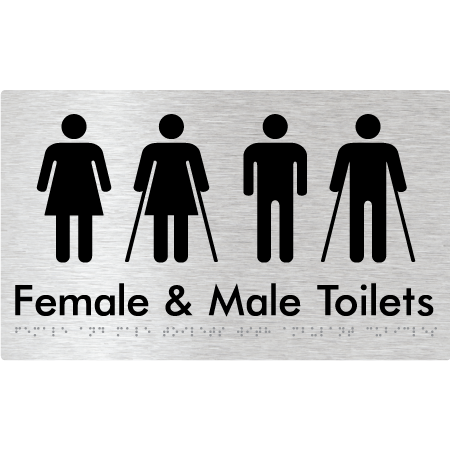 Braille Sign Female & Male Toilets with Ambulant Cubicles - Braille Tactile Signs Aust. - BTS432-aliB - Custom Signs - Fast Shipping - High Quality - Australian Made & Owned