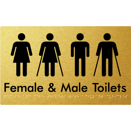 Braille Sign Female & Male Toilets with Ambulant Cubicles - Braille Tactile Signs Aust. - BTS432-aliG - Custom Signs - Fast Shipping - High Quality - Australian Made & Owned
